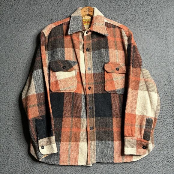 American Vintage Other - True Vintage 60s CPO Wool Shirt Shacket Mens Large Check Plaid Flannel USA